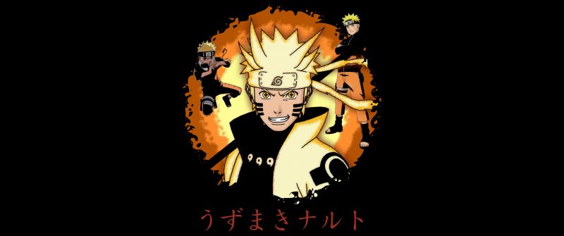 Naruto Uzumaki, Dark theme, 5K, Black background
