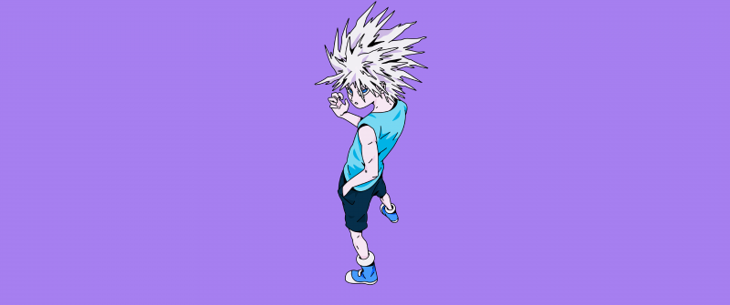 Killua Zoldyck, 8K, Hunter x Hunter, Minimalist, Purple background, 5K, Simple