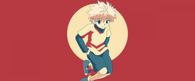 Killua Zoldyck, 5K, Hunter x Hunter, Red background