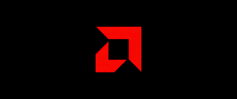 AMD, Minimal logo, Black background, Simple