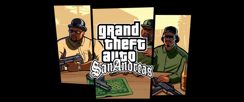 Grand Theft Auto: San Andreas, GTA San Andreas, GTA, Artwork, Black background, Big Smoke (GTA), Ryder (GTA), Rockstar Games