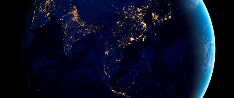 Planet Earth, India, Asia, Earth at Night, 5K, 8K, Black background