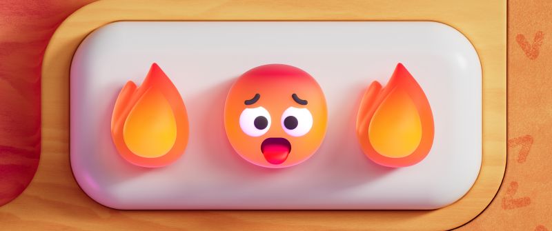 Emoticons, Emoji, 3D background, Fire, Smiley