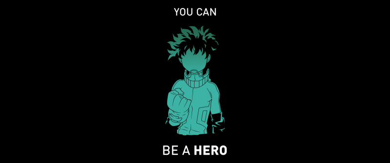 Izuku Midoriya, My Hero Academia, Popular quotes, You can be a hero, Black background, 5K