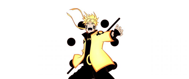 Naruto Uzumaki, Six Paths Sage Mode, White background, 5K, Rikudo Sennin Modo