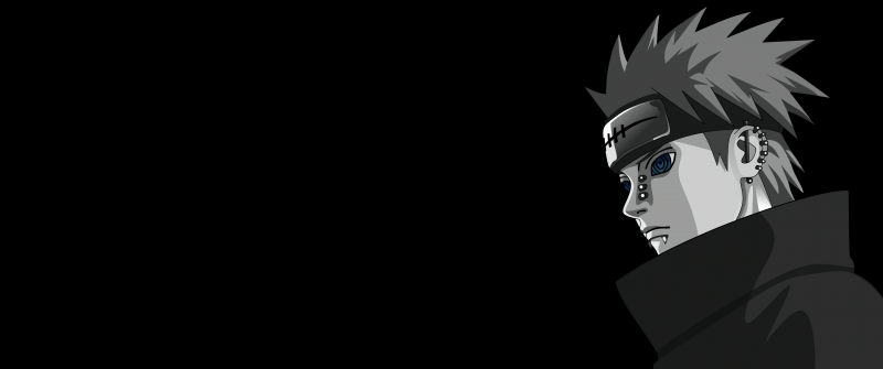 Yahiko, Pain, Naruto, Black background, 5K, Minimalist