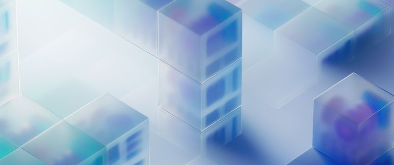 Aesthetic, 3D background, Glass, Blue background, Windows 365, Abstract background