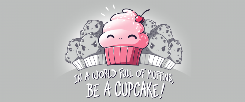 Muffins, Cupcake, Kawaii cupcake, Cute quotes, Pink, Grey background, 5K, 8K, Meme