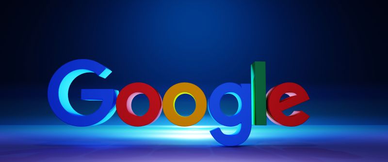 Google, Blue background, 3D Art