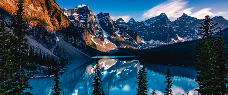 Moraine Lake, Rocky Mountains, Banff National Park, Glacial lake, Landscape, Outdoor, 5K