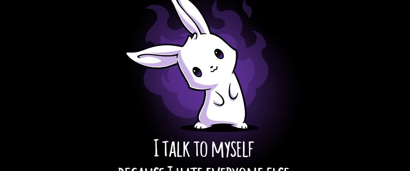 Cute rabbit, Motivational quotes, 5K, 8K, Black background, Meme