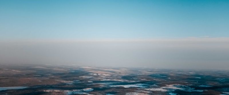 Landscape, Aerial view, Blue Sky, Horizon, Winter, Foggy, Snow