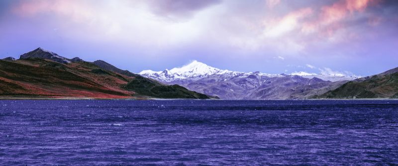 Riven, Mountains, Landscape, Sunny day, Lhasa, Tibet, China, 5K, 8K