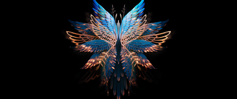 Abstract butterfly, Fold phone, Black background