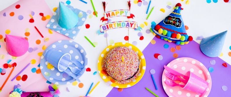 Happy Birthday, Birthday party, Birthday decoration, Cake, Colorful, 5K