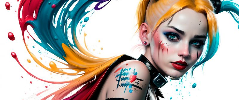Harley Quinn, DC Superheroes, DC Comics, AI art, Colorful