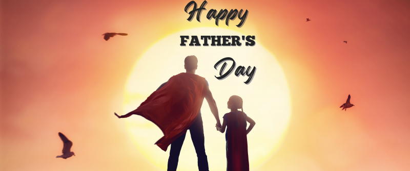 Happy Fathers Day, Dad - Daughter, Superman, Supergirl, Superheroes, Sun, 5K