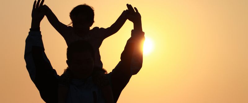 Dad - Daughter, Sunset, Silhouette, Happy Fathers Day, 5K