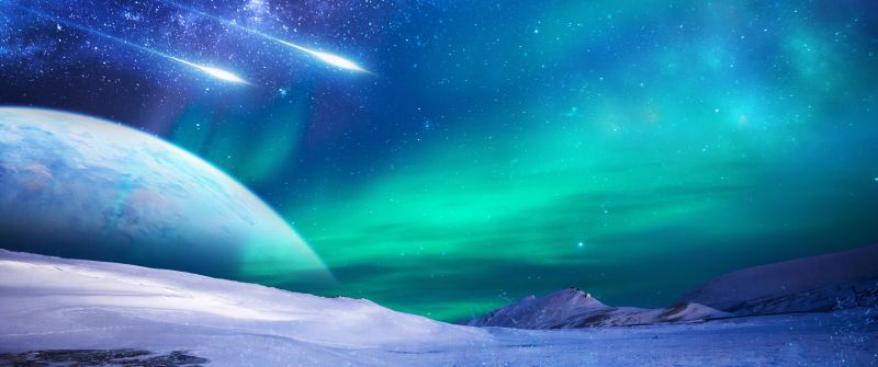 Northern Lights, Aurora sky, Iceland, Frozen, Winter, Cold, 5K