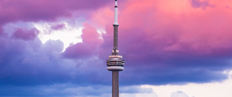 CN Tower, Tourist attraction, Toronto, Ontario, Pink clouds, Aesthetic