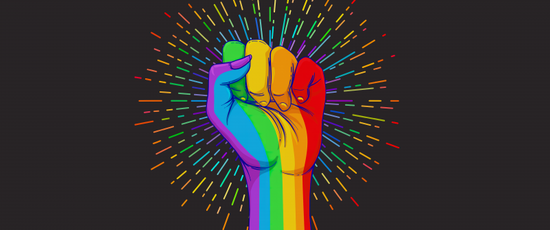 LGBTQ, Fist, Rainbow colors, Dark background