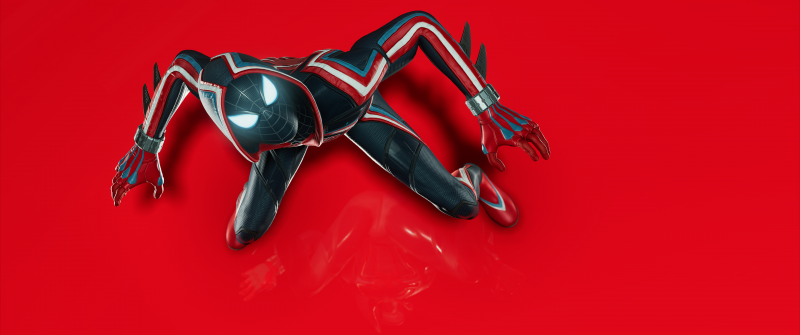 Spider-Man: Miles Morales, Red background, 5K, Spiderman