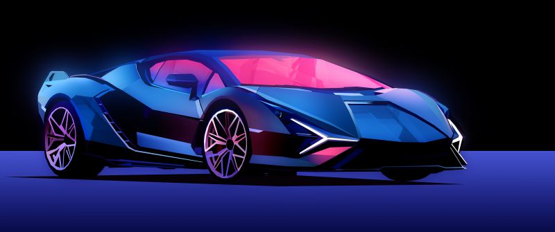 Lamborghini Sián FKP 37, Neon, AMOLED