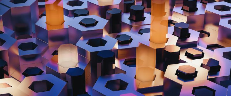 Hexagons, 3D background, Abstract background, 3D Render