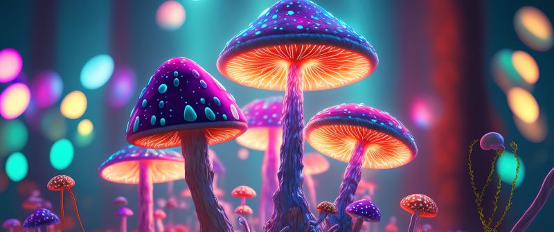 Mushrooms, Colorful, AI art