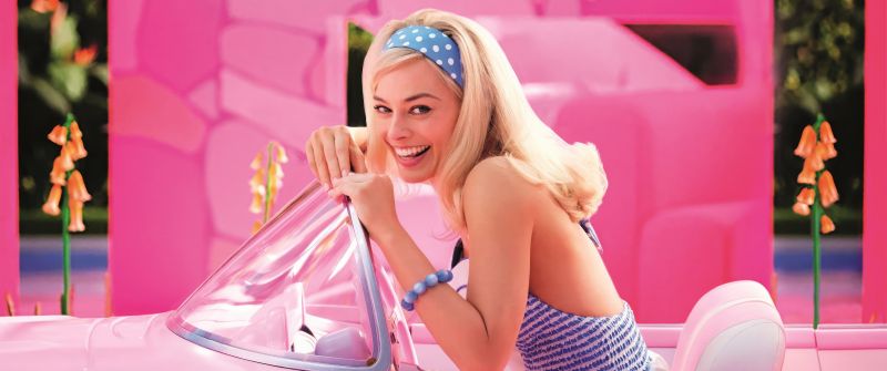 Barbie, Margot Robbie as Barbie, 5K, 2023 Movies, Pink