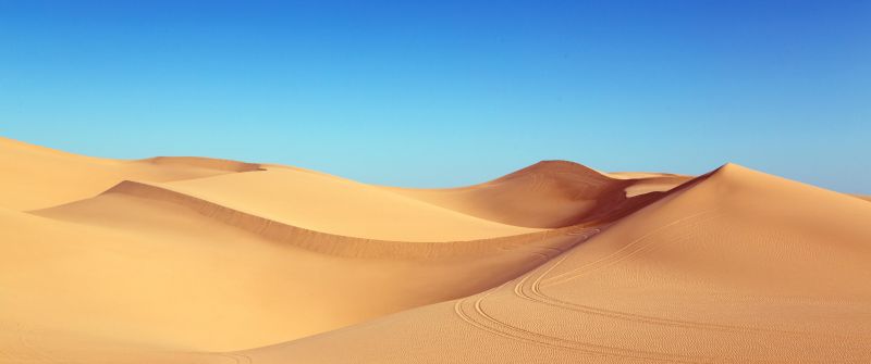 Desert, Blue Sky, Sand Dunes, Clear sky, 5K