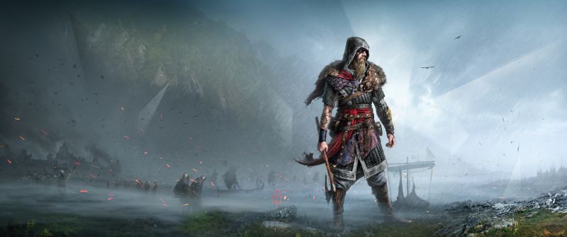 Assassin's Creed Valhalla, Ultrawide, Viking raider, Fan Art, PC Games, PlayStation 4, PlayStation 5, Xbox One, Xbox Series X, 2020 Games