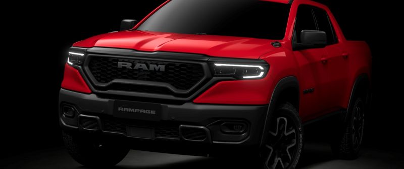 Ram Rampage Rebel, Pickup truck, 2023, Dark background