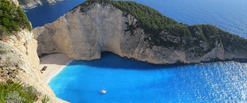 Zakynthos, Island, Navagio Beach, Shipwreck Beach, Ionian Islands, Greece, Cliff, Coast, Blue sea