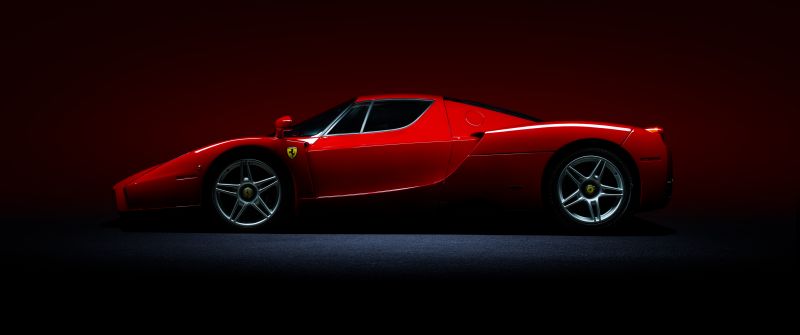 Ferrari Enzo, Sports car, Classic cars, 5K, Red cars, Dark red