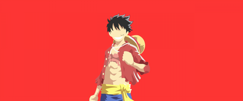Luffy, Minimalist, Faceless, 5K, Red background