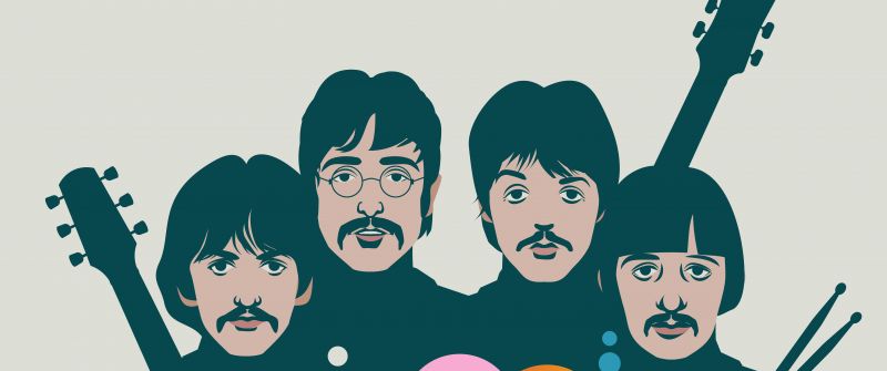 The Beatles, Illustration, 5K, John Lennon, Paul McCartney, Ringo Starr, George Harrison