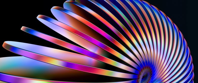 Slinky, 3D Render, Spiral, Vibrant, Colorful, 5K
