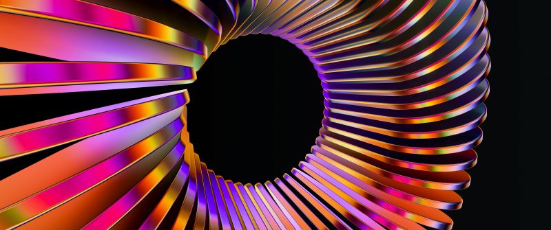 Spiral vortex, Vibrant, Black background, 5K