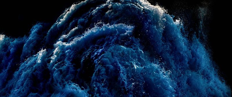 Waves, Deep blue, Ocean, Storm, Coastal, Tide, 5K, 8K
