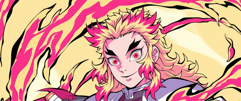 Kyojuro Rengoku, Demon Slayer: Kimetsu no Yaiba, Illustration, 5K