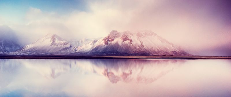 Mountains, Aesthetic, Reflection, Mist, Scenery, Snow covered