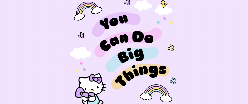 You Can Do It, Hello Kitty, Motivational quotes, Pastel purple