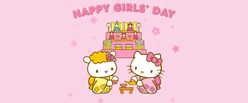 Happy girls day, Pink aesthetic, Hello kitties, 5K, Sanrio