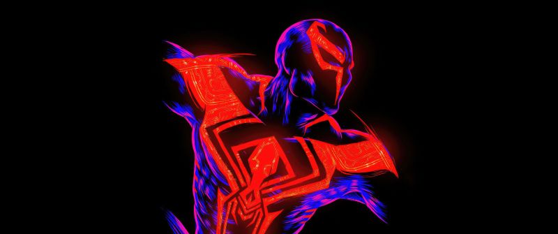 Spider-Man 2099, 8K, AMOLED, 5K, Black background, Glowing