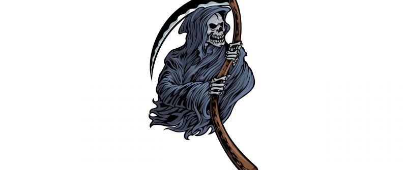 Grim Reaper, Illustration, Ghost, White background, 5k