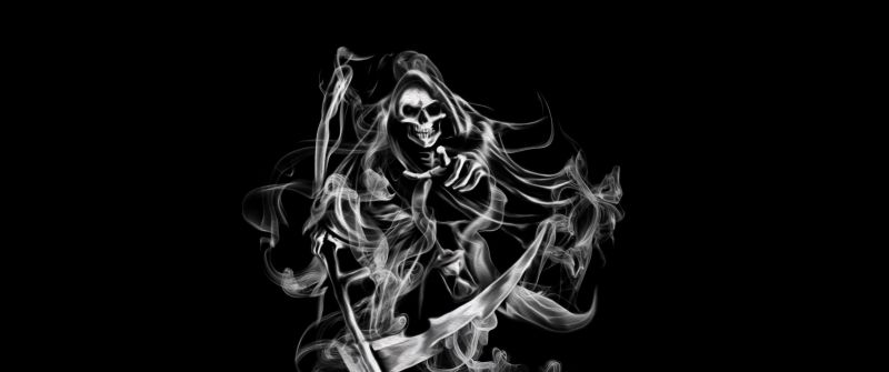 Grim Reaper, Smoke, Spooky, Black background, AMOLED