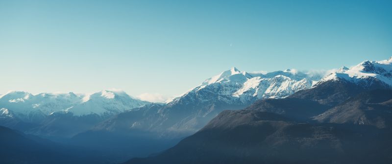 Mountains, Winter, Daytime, Glacier, Blue, Mountain range, 5K