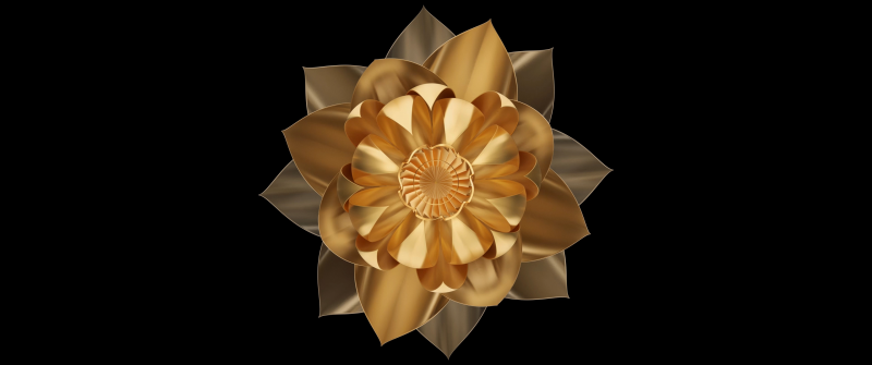 HONOR Magic V2, Stock, Golden, Abstract flower, AMOLED, Black background