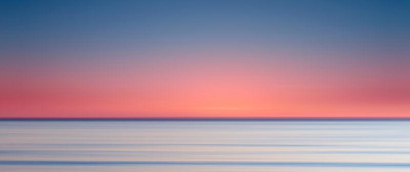 Sunset, Long exposure, Ocean, Horizon, 5K